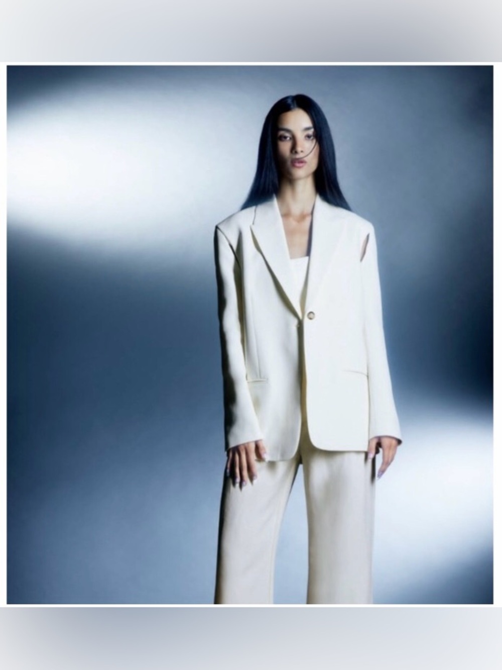 Zara Oyster White Cut-Out Blazer - Picture 6 of 7